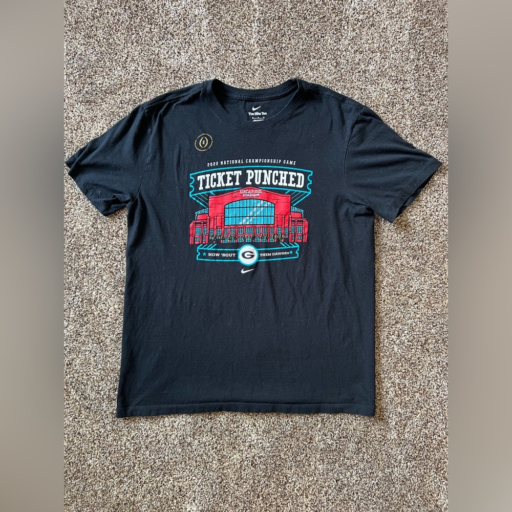 Nike 2022 National Championship Game Ticket Punched Georgia T-shirt Size Mens M